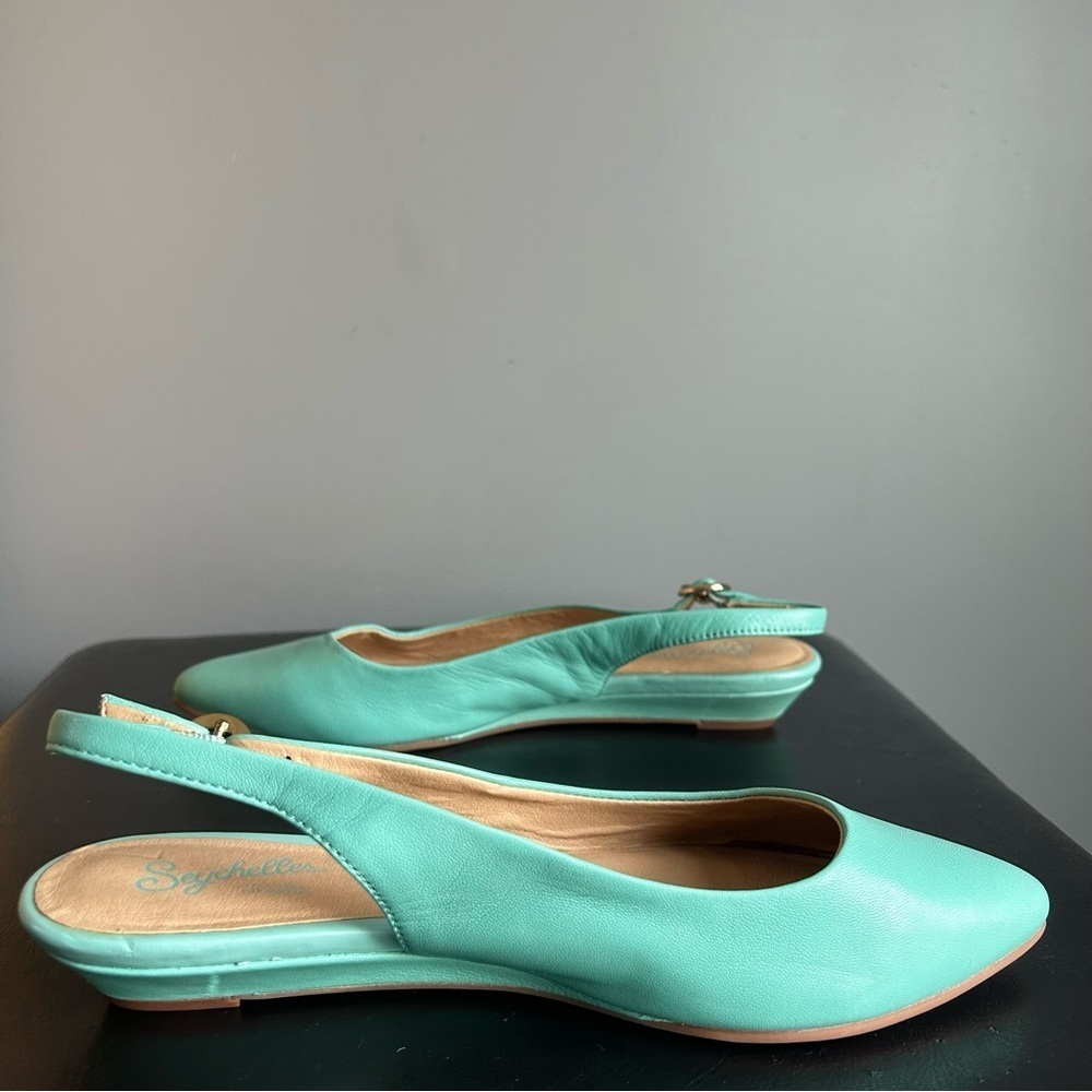 Seychelles Mint Green Reflection Wedge Slingback Shoes - Picture 9 of 13